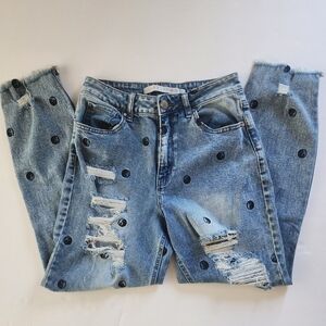 Deconstructed Fray Hem Mom JeansTinseltown Size 9 JRs